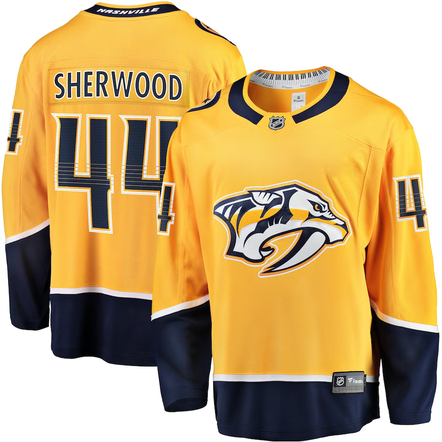 Men's Nashville Predators Kiefer Sherwood #44 Gold Home Breakaway Jersey